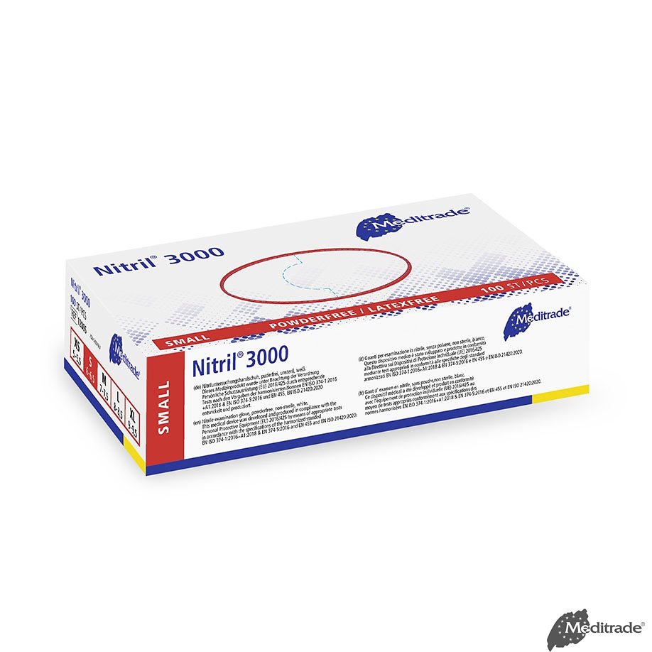 [MTR 1280S] Nitril 3000 U.-Handschuhe, PF Latexfrei, unsteril, Gr. S (100 Stck.)