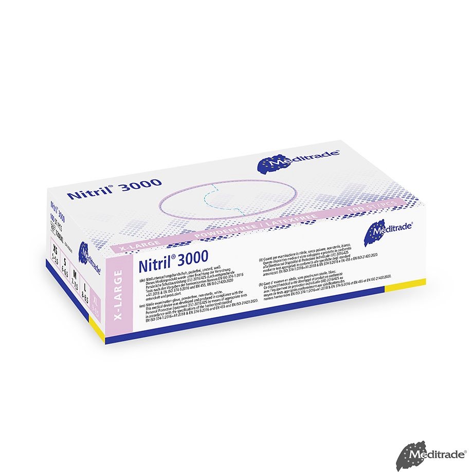 [MTR 1280XL] Nitril 3000 U.-Handschuhe, PF Latexfrei, unsteril, Gr. XL (100 Stck.)