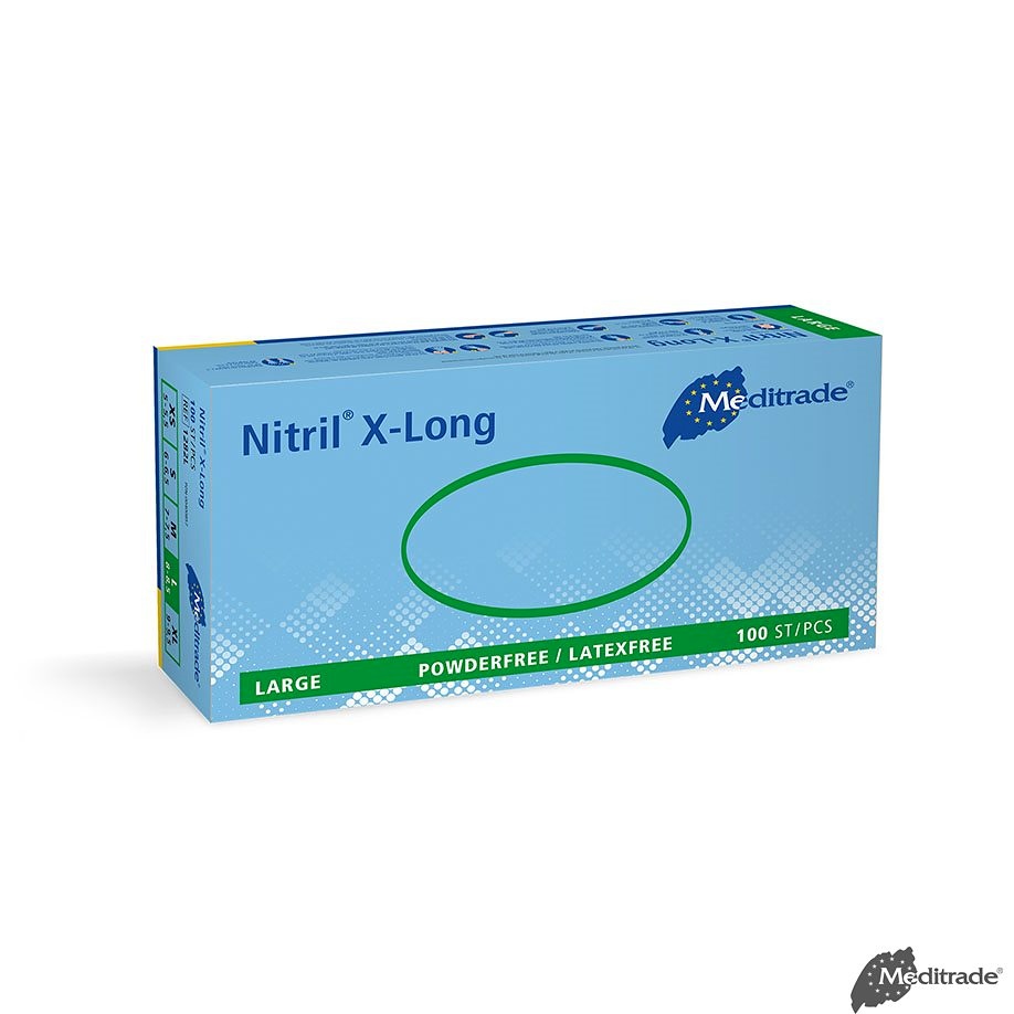[MTR 1282L] Nitril 3000 Blue X-Long U.-Handschuhe PF Latexfrei, unsteril, Gr. L (100 Stck.)