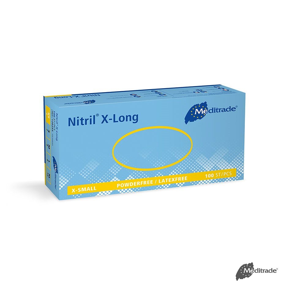 [MTR 1282M] Nitril 3000 Blue X-Long U.-Handschuhe PF Latexfrei, unsteril, Gr. M (100 Stck.)