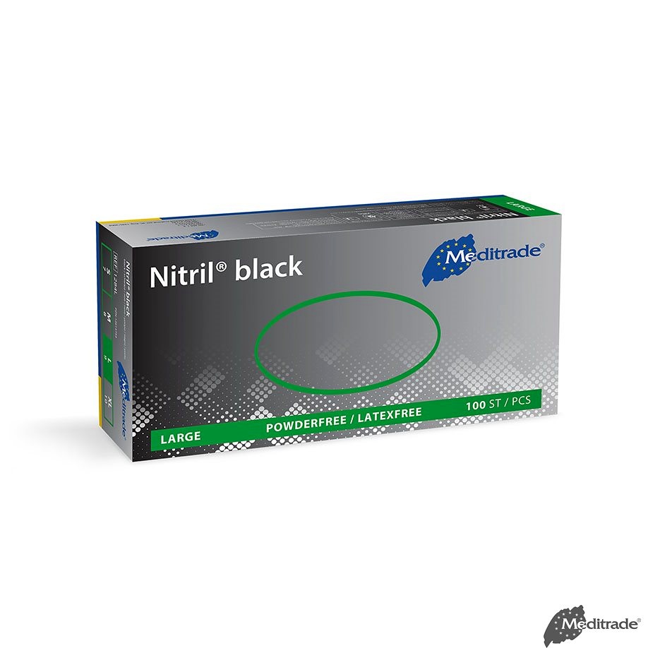 [MTR 1284L] Nitril black U.-Handschuhe, PF Latexfrei, unsteril, Gr. L (100 Stck.)