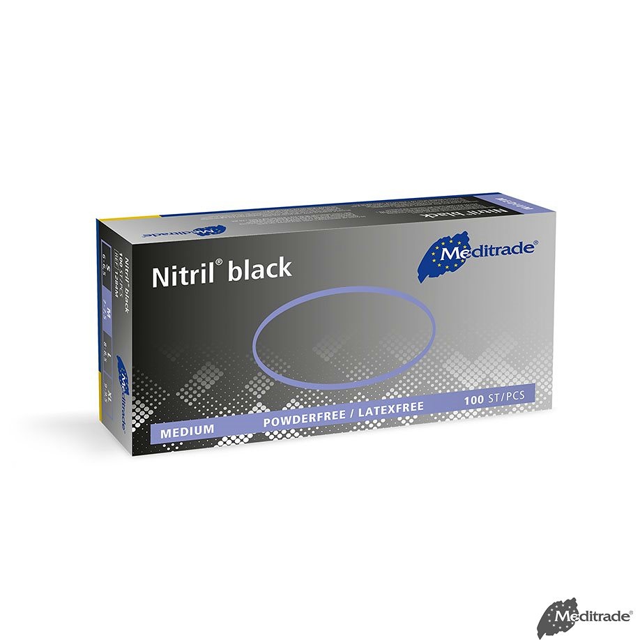 [MTR 1284M] Nitril black U.-Handschuhe, PF Latexfrei, unsteril, Gr. M (100 Stck.)
