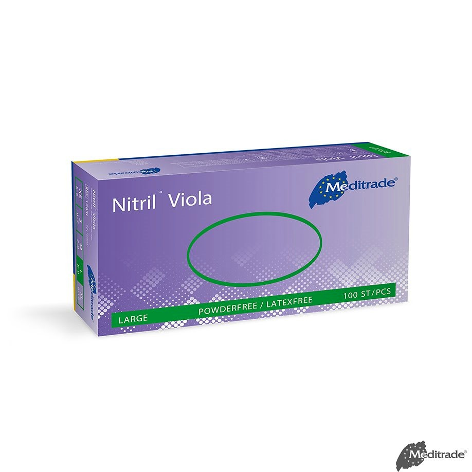 [MTR 1285L] Nitril Viola U.-Handschuhe PF, latexfrei Unsteril, Gr. L (100 Stck.)