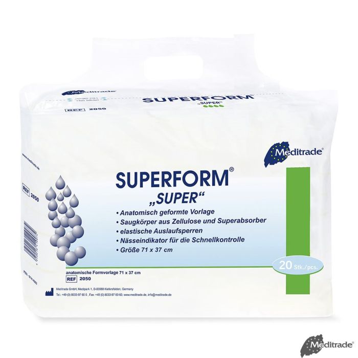[MTR 2050] Superform Super Inkontinenzvorlagen Grün, 71 x 37 cm (4 x 20 Stck.)