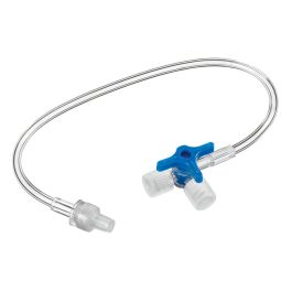 Discofix Dreiwegehahn blau Mit 10 cm Schlauch