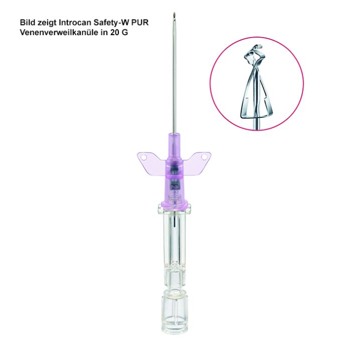 Introcan Safety-W PUR Venenverweilkanüle 22 G, 0,9 mm, blau, 25 mm Stichlänge
