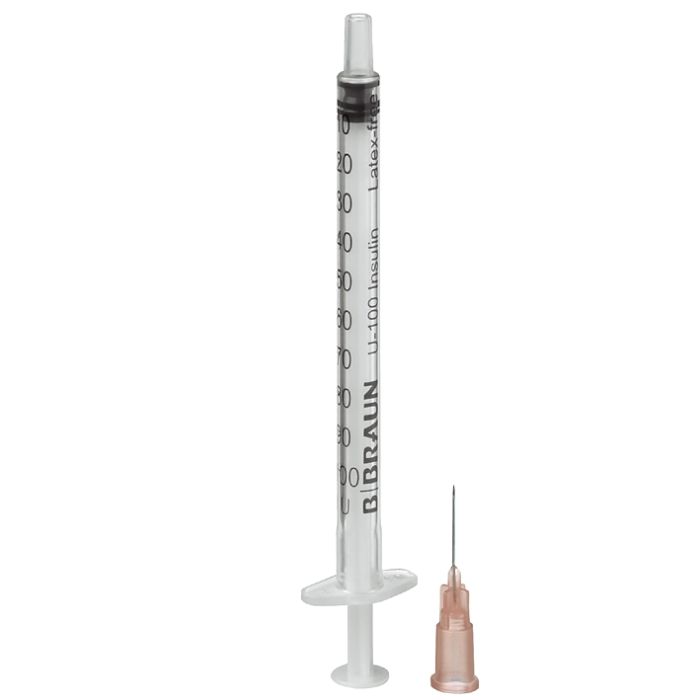 [PET 9161376V] Omnifix 100 Duo Insulinspritzen 1 ml M. Beigel. Kanüle 0,45x12 mm (100 Stck.)