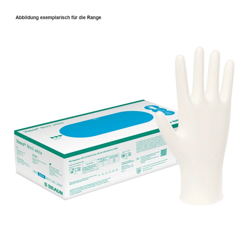 [PET 9208437] Vasco Nitril white U.-Handschuhe PF, Gr. L, unsteril (150 Stck.)