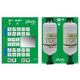 Plum Augen-Notfallstation offen 2 Flaschen inkl. Wandhalter, Piktogramm