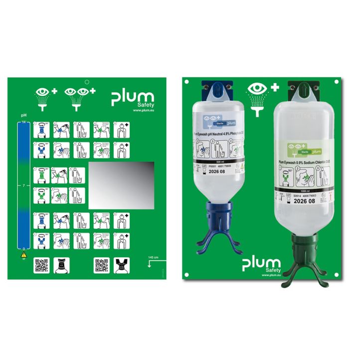 [PLU 4803] Plum Augen-Notfallstation Duo offen 2 Flaschen mit Anleitung, Wandhalter