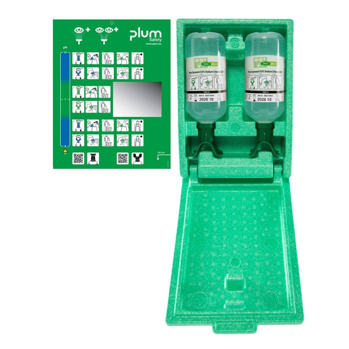 [PLU 4816] Plum Augenspülstation Duo mit 2 Flaschen in Wandbox mit Spiegel
