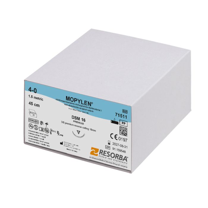 MOPYLEN DSM 16 4/0=1,5 blau monofil Nahtmaterial Fadenlänge 45 cm (36 Stck.)