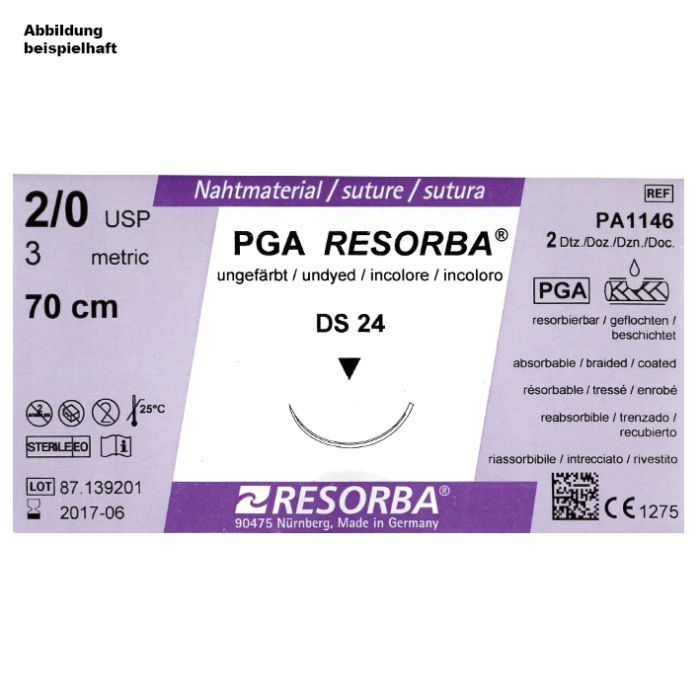 PGA-RESORBA DS 18 3/0=2 ungefärbt Nahtmaterial Fadenlänge 45 cm (24 Stck.)