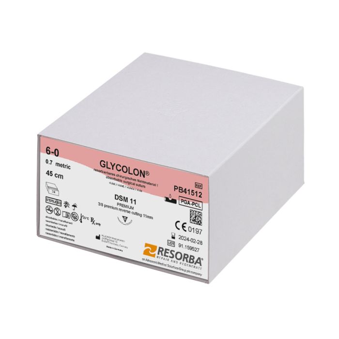 GLYCOLON DSM 11 6/0=0,7 violett Nahtmaterial Fadenlänge 45 cm (24 Stck.)