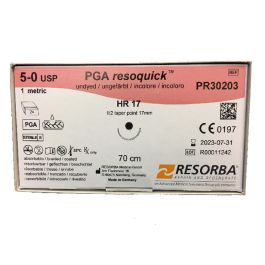 [RES PRN30203] PGA-RESOQUICK HR 17 5/0=1, ungefärbt Nahtmaterial Fadenlänge 70 cm (24 Stck.)