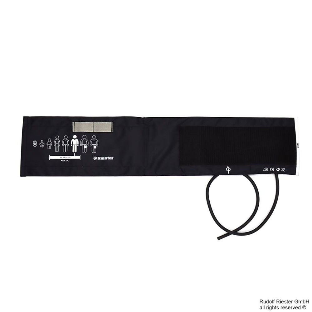 Klettenmanschette Erwachsene starke Arme 70 x 15 cm, 1-Schlauch, schwarz