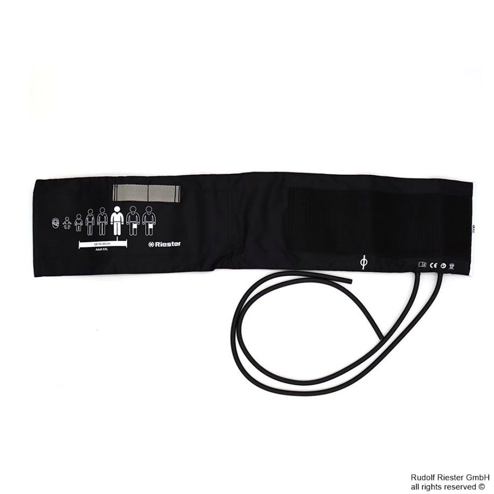 Klettenmanschette Erwachsene starke Arme 70 x 15 cm, 2-Schlauch, schwarz