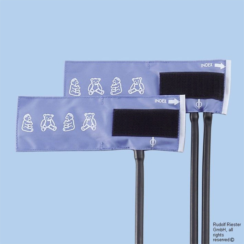 Klettenmanschette Neugeborene 15,5 x 5 cm, 2-Schlauch, blau