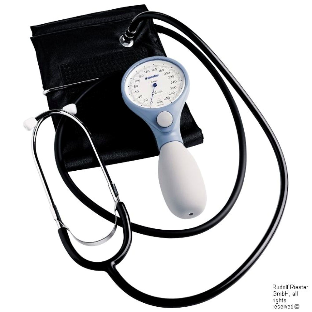 Ri-san Blutdruckmessgerät Ø 64 mm Blau mit Stethoskop, 1-Schlauch