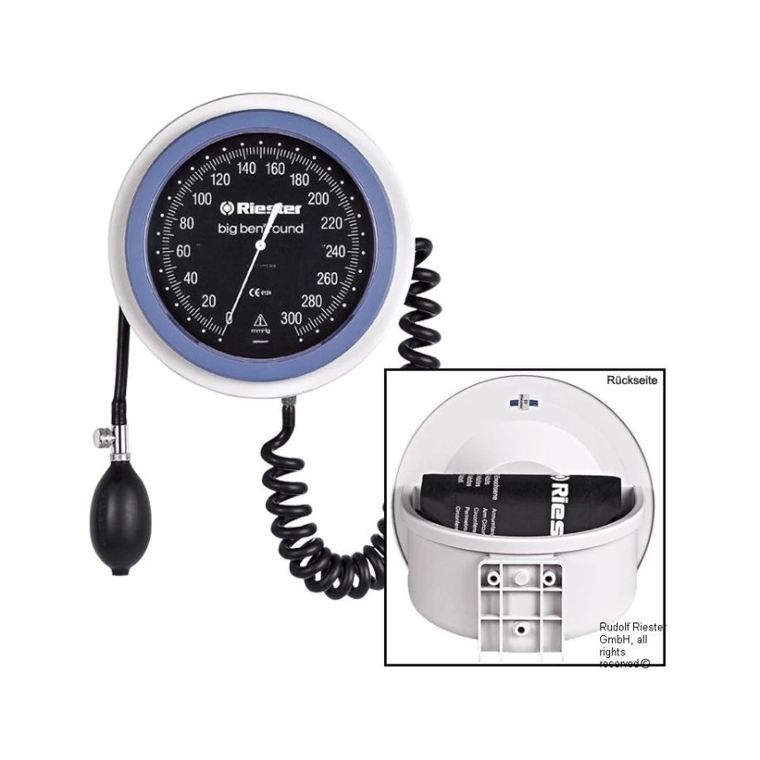 [RIE 1459-123] Big ben round Blutdruckmessgerät Ø 147,2 mm Wandmodell, 2-Schlauch