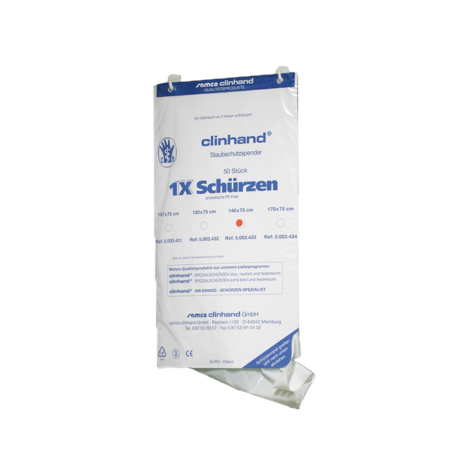 Clinhand Einmal-Schürzen 107 x 75 cm Stärke 35 my, im Staubschutzspender (50)
