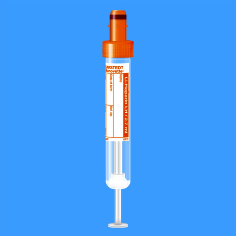 S-Monovetten 2,7 ml, 75 x 13 mm Lithium Heparin, Papieretikett, steril (50Stck.)