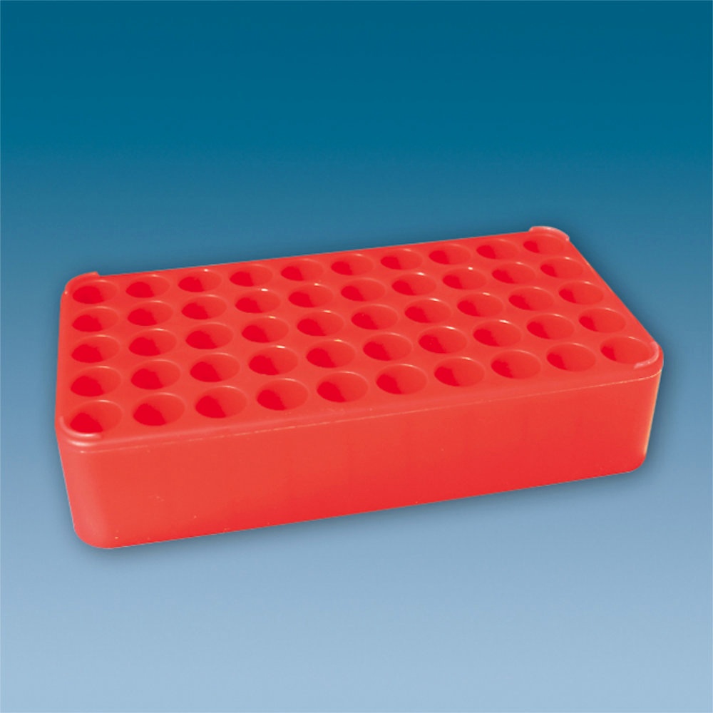 S-Monovette-Rack D 17, rot 50 Bohrungen Ø 17 mm, ohne Griffe