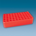 S-Monovette-Rack D 17, rot 50 Bohrungen Ø 17 mm, ohne Griffe