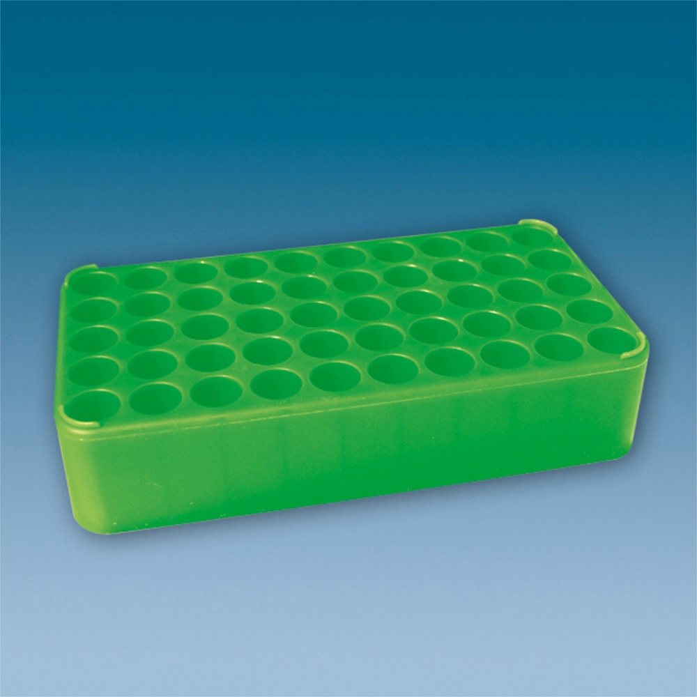 S-Monovette-Rack D 17, grün 50 Bohrungen Ø 17 mm, ohne Griffe