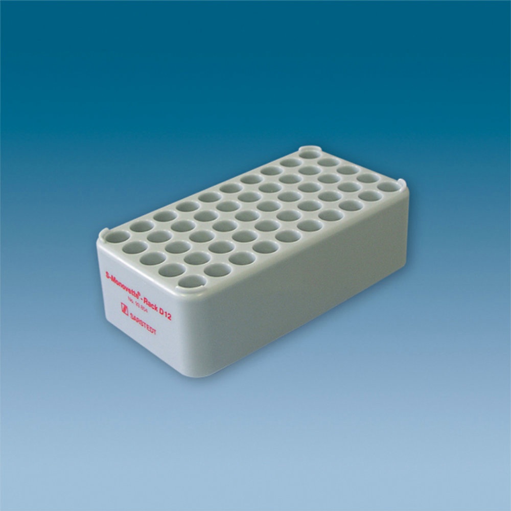S-Monovette-Rack D 12, grau 50 Bohrungen Ø 12 mm, ohne Griffe