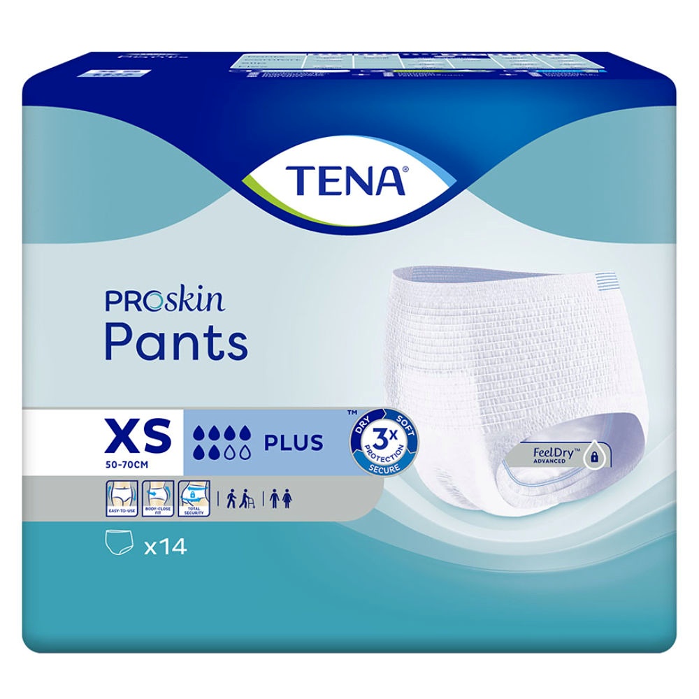 TENA Pants Plus XS Einweghosen Blau (4 x 14 Stck.)