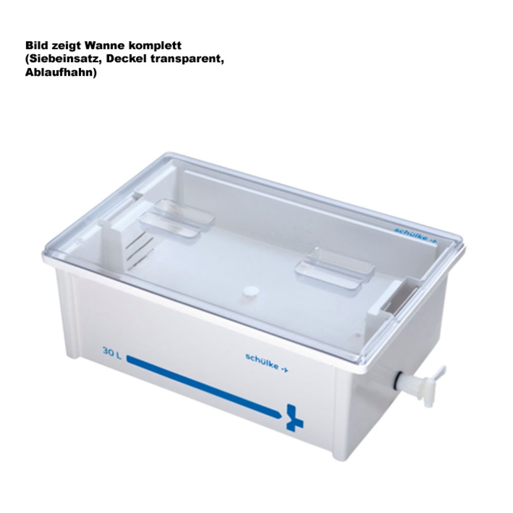 [SMH 144608] Instrumentenwanne 30 Ltr. Kpl. Mit Siebeinsatz und Deckel transparent