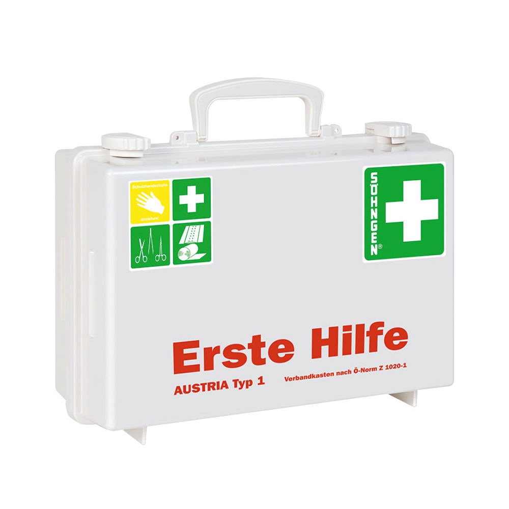 [SÖH 0390139] Erste-Hilfe Koffer SN-CD weiß Mit Füllung Ö-Norm Z 1020-1