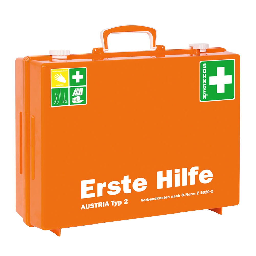 [SÖH 0390155] Erste-Hilfe Koffer MT-CD orange Mit Füllung Ö-Norm Z 1020-2