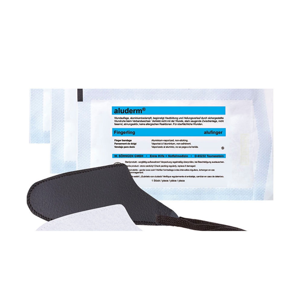 Aluderm alufinger steril Set 2 (3 alufinger + 1 Kunstlederfingerling)