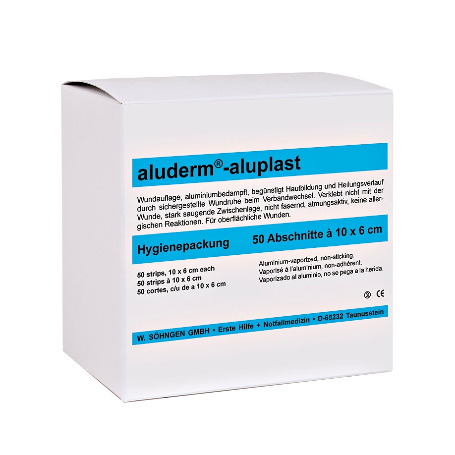 [SÖH 1009108] Aluderm-aluplast Pflasterzuschnitte Elastisch ca. 10 x 6 cm (50 Stck.)