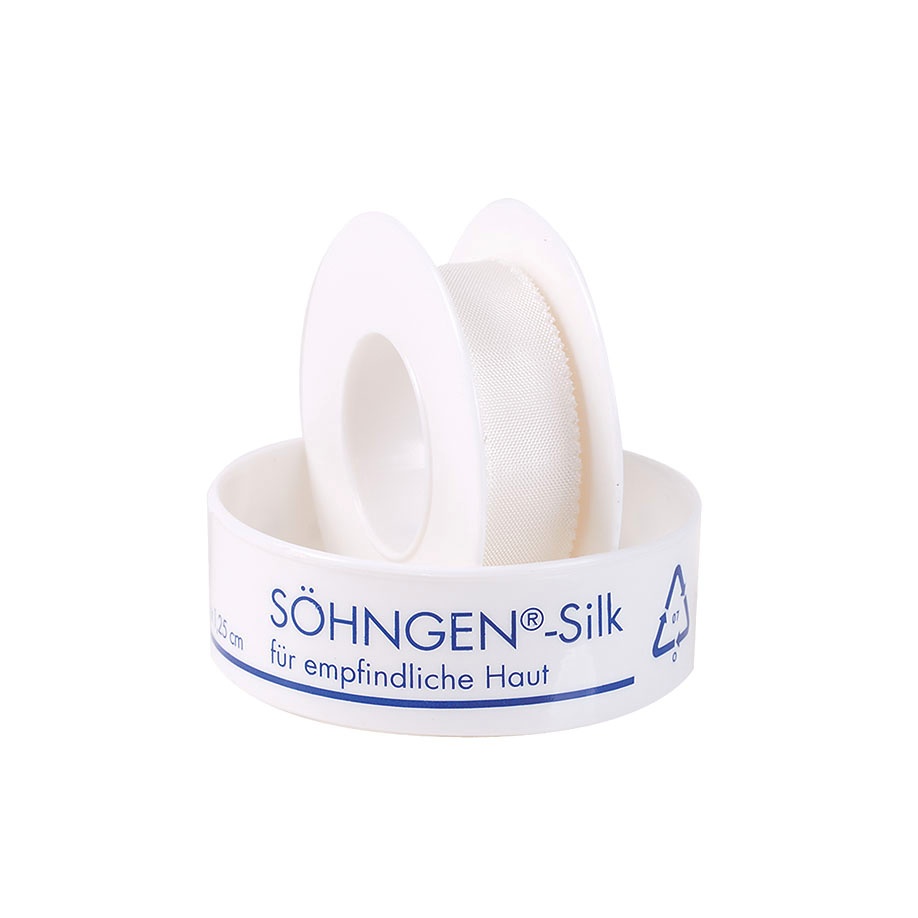SÖHNGEN-Silk Heftpflaster Ca. 5 m x 1,25 cm mit Schutzring