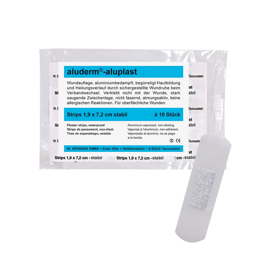 [SÖH 1009155] Aluderm-aluplast Strips Stabil ca. 1,9 x 7,2 cm (10 Stck.)
