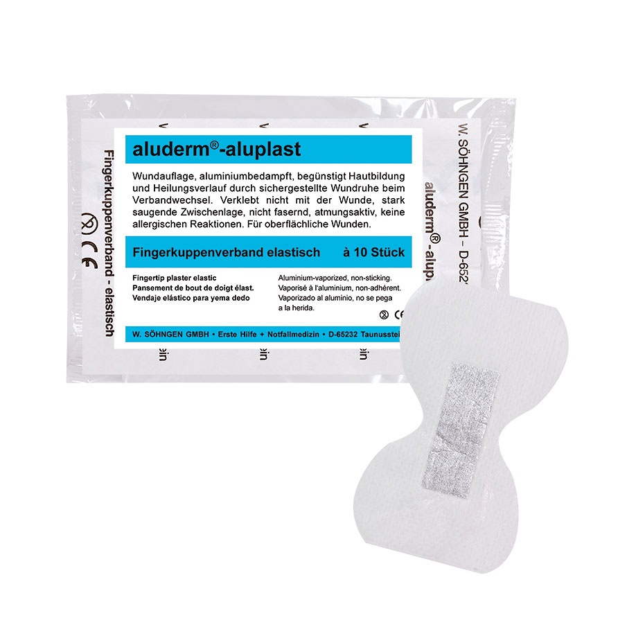[SÖH 1009184] Aluderm-aluplast Fingerkuppenverband Elastisch ca. 4,3 x 7,2 cm (10 Stck.)