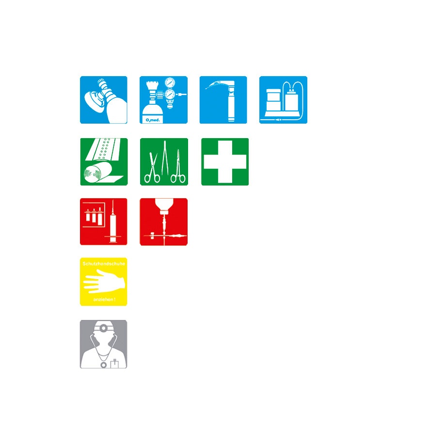[SÖH 8001011] Piktogramm-Serie NOTFALLMEDIZIN K 11 kleine Piktogramme, je ca. 33 x 33 mm