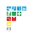 Piktogramm-Serie NOTFALLMEDIZIN K 11 kleine Piktogramme, je ca. 33 x 33 mm