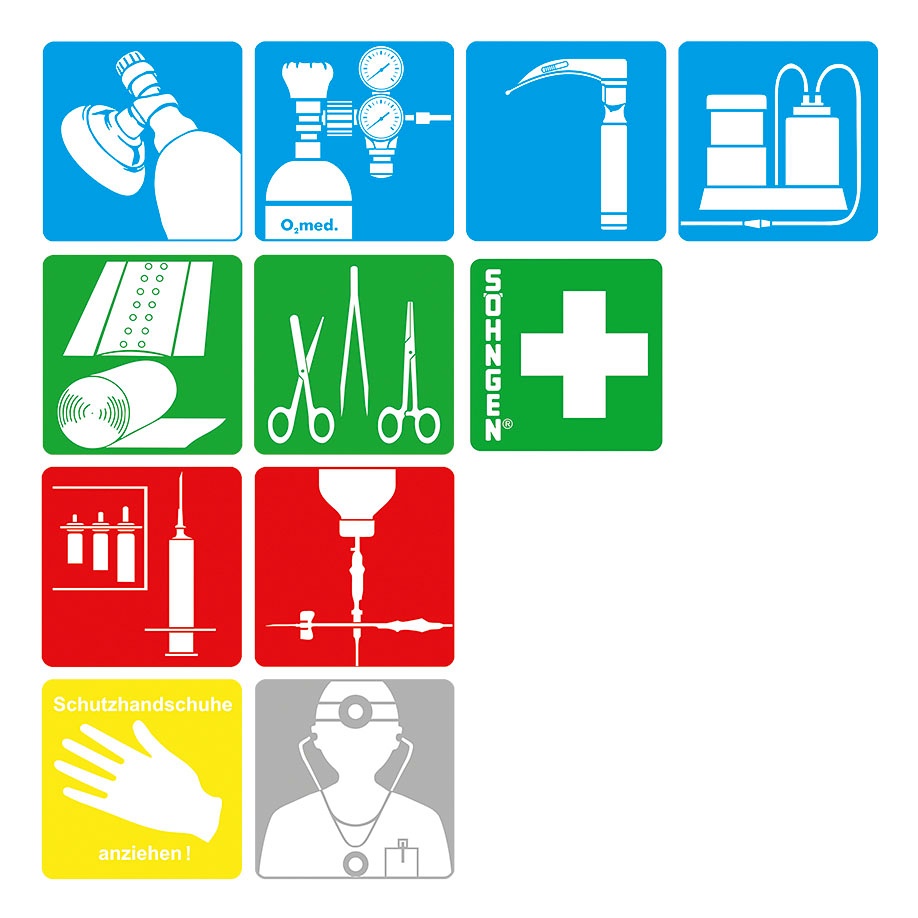 [SÖH 8001012] Piktogramm-Serie NOTFALLMEDIZIN G 11 große Piktogramme, je ca. 80 x 80 mm