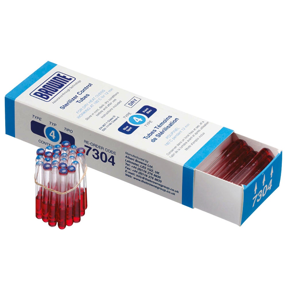 BROWNE Sterilisationskontrollröhrchen Typ 4 blauer Punkt (100 Stck.)