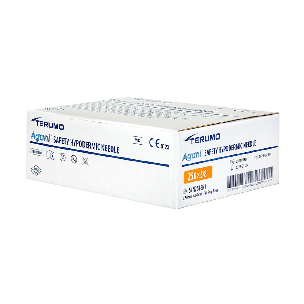 [TER SAN2516R1] Agani Sicherheits-Injektionskanülen 25 G x 5/8'' (100 Stck.)