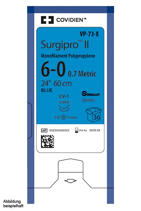 [TYC SP-5698G] Surgipro II monofil P-13 5/0=1, blau Nahtmaterial Fadenlänge 45 cm (12 Stck.)