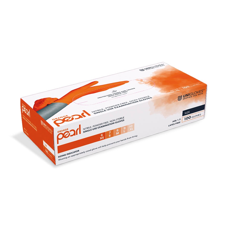 [UGV 4604] Orange Pearl Nitril U.-Handschuhe Gr. L