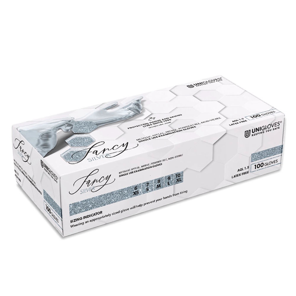 [UGV 7525] Unigloves FANCY SILVER Nitril U.-Handschuhe Gr. XL (100 Stck.)
