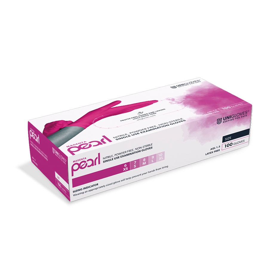 [UGV 8503] Magenta Pearl Nitril U.-Handschuhe Gr. M Unsteril puderfrei magenta (100 Stck.)