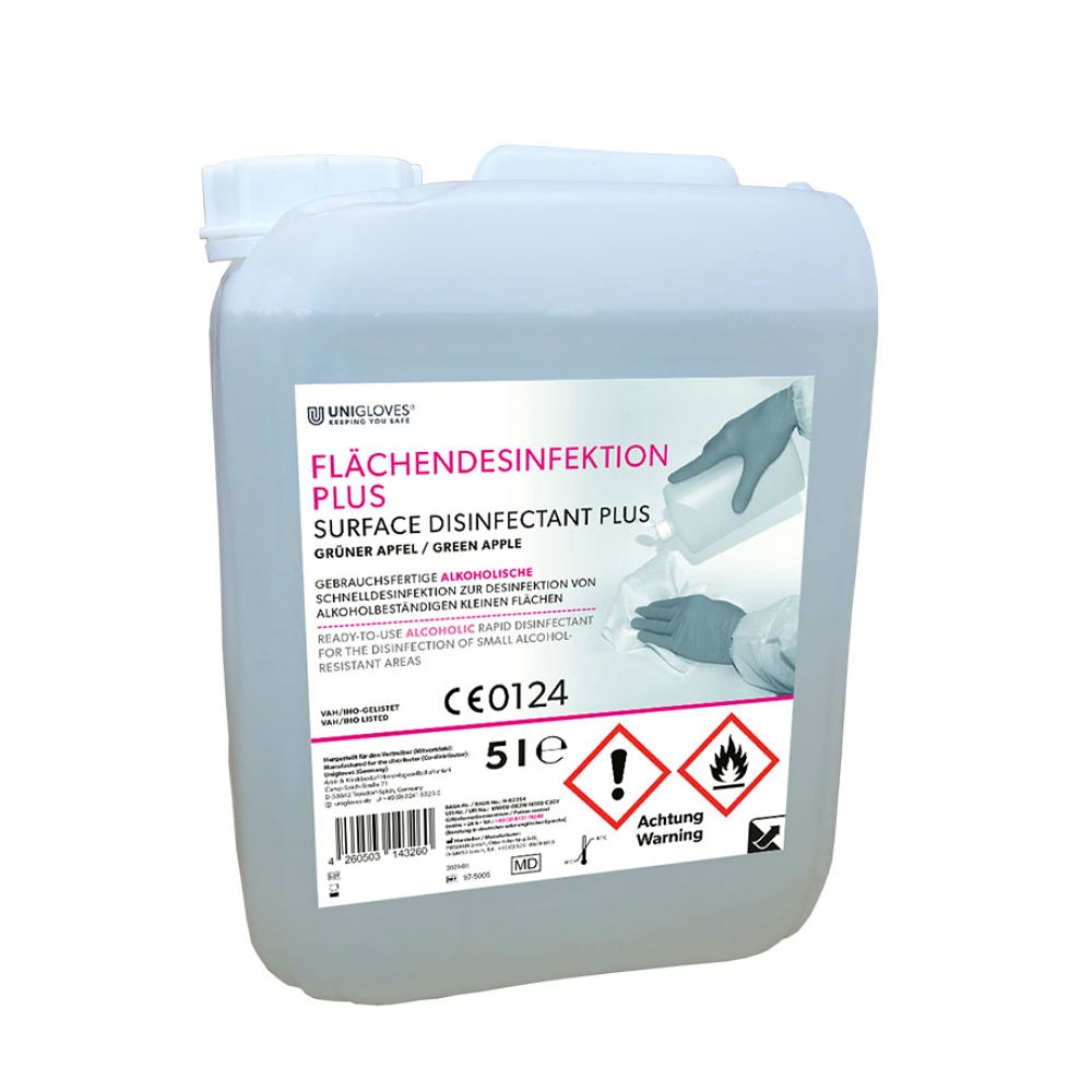 [UGV 97-5005] Unigloves Flächendesinfektion PLUS 5 Ltr., grüner Apfel