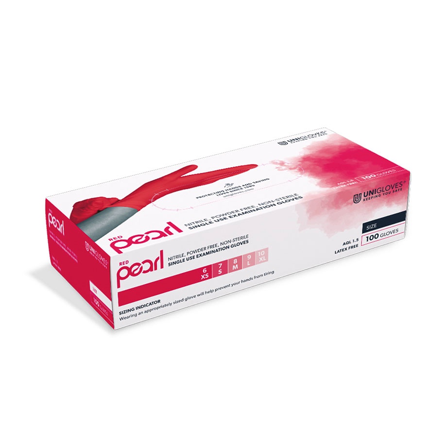 Red Pearl Nitril U.-Handschuhe Gr. S Unsteril puderfrei rot (100 Stck.)